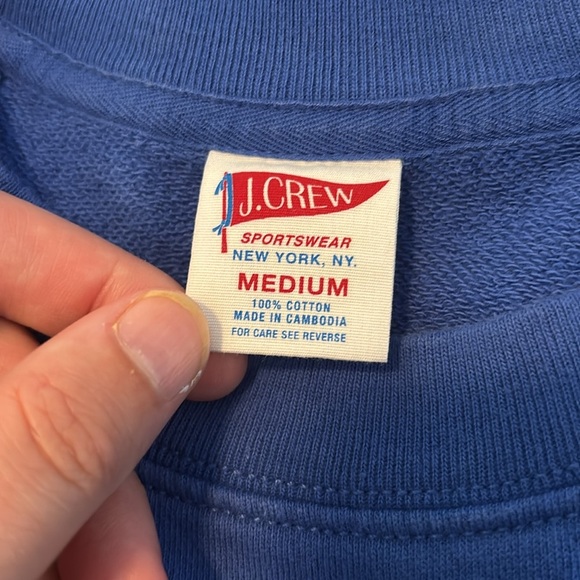 J. Crew men’s blue crew neck oarsman dog embroidered sweatshirt size medium - Picture 8 of 9